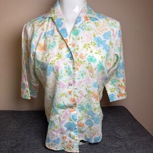 Vintage Lady Manhatten Floral Blouse Women's‎ Size 12